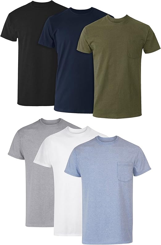 Hanes Men's Pocket T-Shirt Pack, 6-Pack, Cool & Breathable